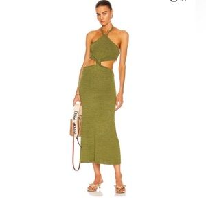 Cult Gaia Cameron Knit Halter Midi Dress in Olive